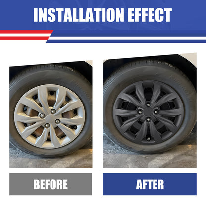 WINJET 15' Hubcaps Wheel Rims Cover for 2018-2022 HYUNDAI ACCENT SEDAN/ 2018-2023 KIA RIO SEDAN  - Matte Black