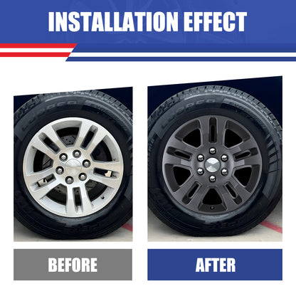 WINJET 18' Hubcaps Wheel Rims Cover for 2014-2019 Chevy Silverado 1500/2015-2020 Chevy Suburban Tahoe - Matte Black