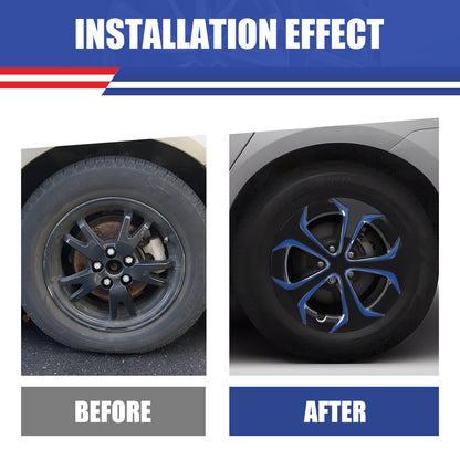 WINJET 15' Hubcaps Wheel Rims Cover for 2010-2015 TOYOTA PRIUS  - Black & Blue Lacquer