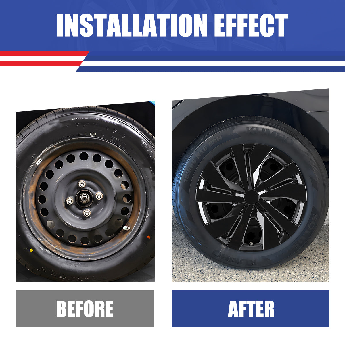 WINJET 15' Hubcaps Wheel Rims Cover for 2007-2025 NISSAN VERSA  - Balck Lacquer