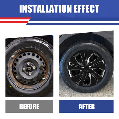 WINJET 15' Hubcaps Wheel Rims Cover for 2007-2025 NISSAN VERSA  - Balck Lacquer