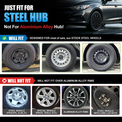 WINJET 17 inch Hubcaps Wheel Covers 5250 - Black Lacquer