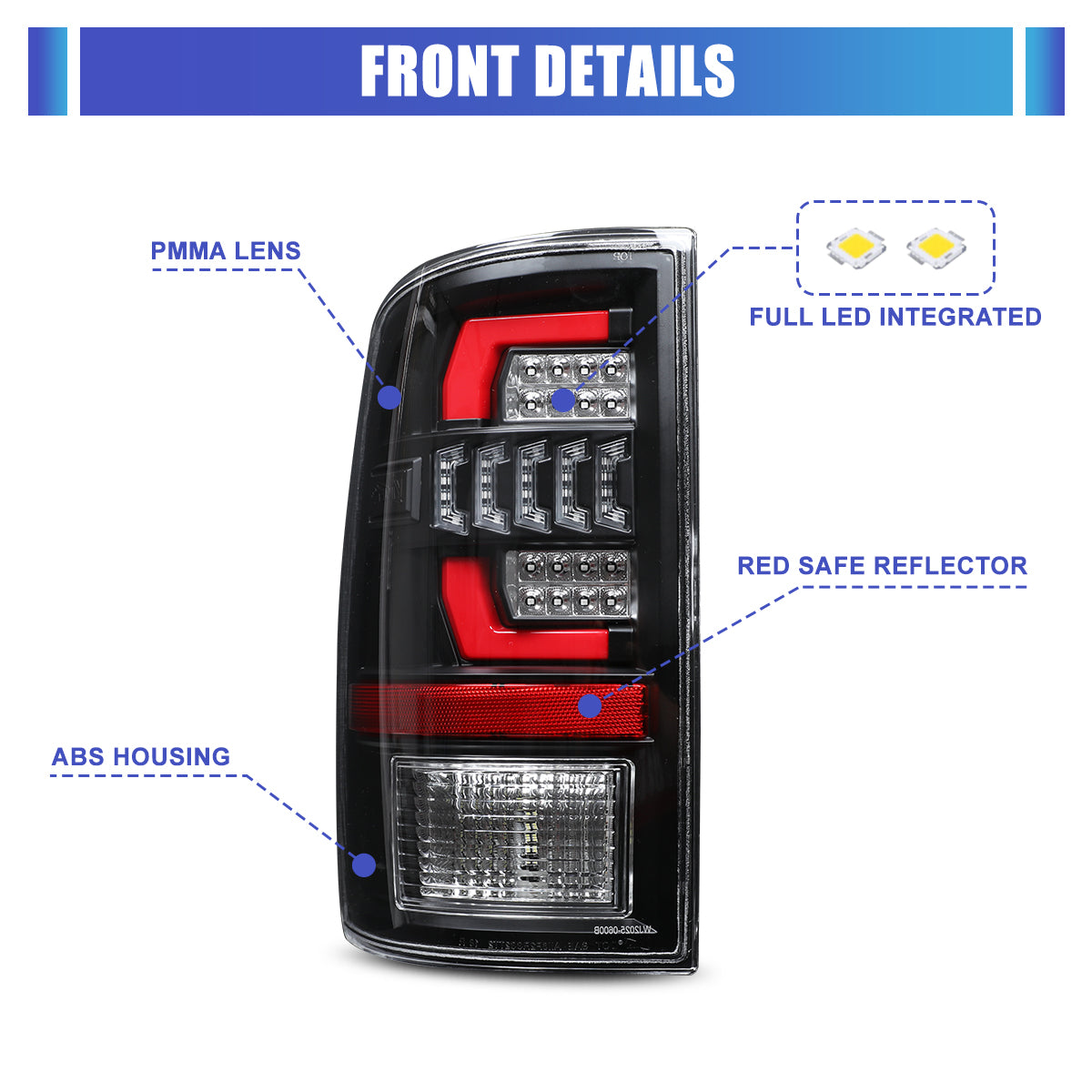 For 2009-2018 Dodge Ram 1500 2500 3500 Factory Halogen/2019-2024 Dodge Ram 1500 Classic Factory LED Taillights - Clear / Black