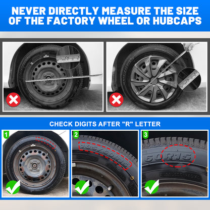 WINJET 16 inch Hubcaps Wheel Covers 5086 - Black Lacquer