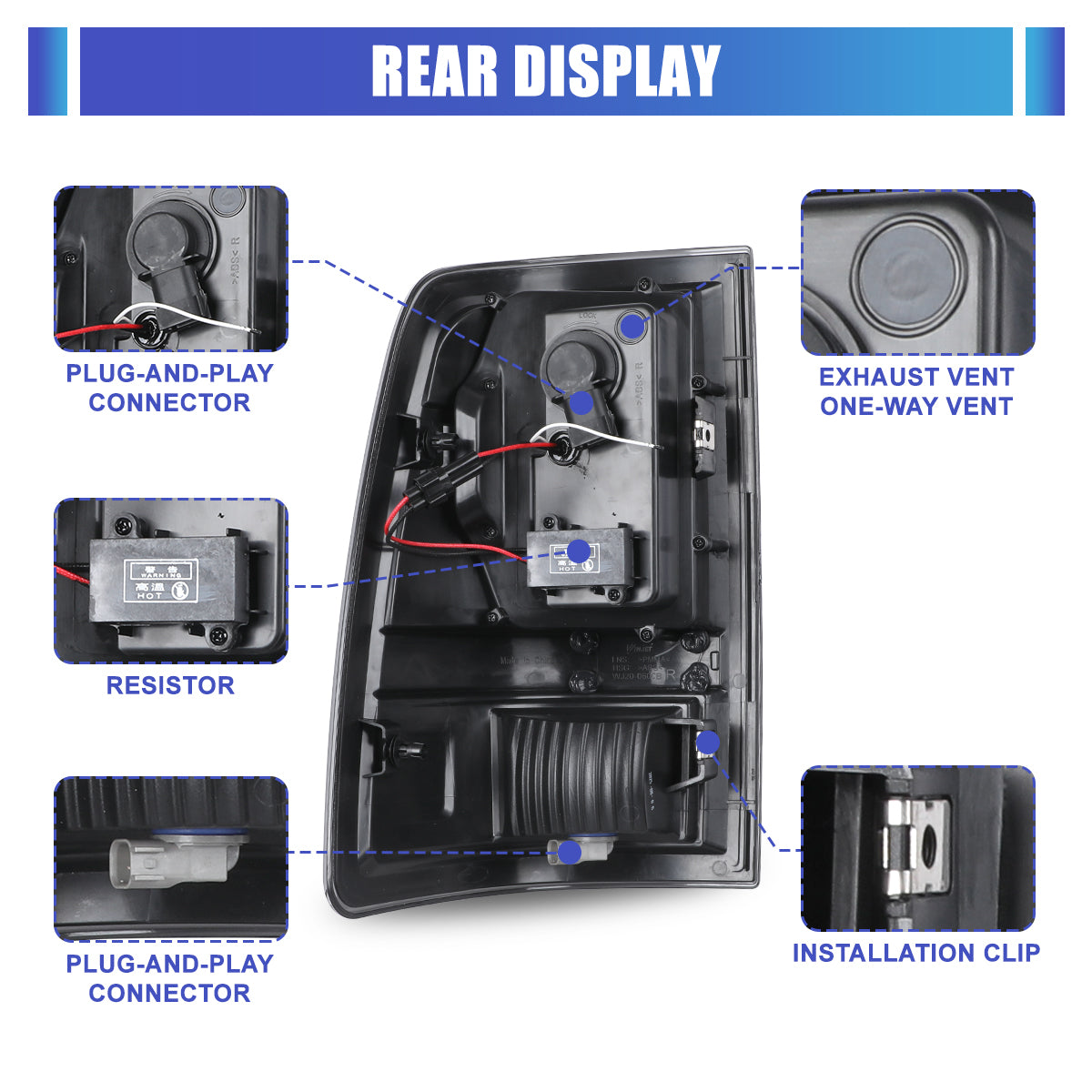 For 2009-2018 Dodge Ram 1500 2500 3500 Factory Halogen/2019-2024 Dodge Ram 1500 Classic Factory LED Taillights - Smoke/ Black