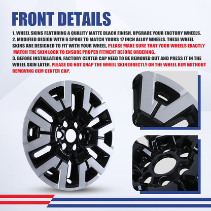WINJET 17' Alloy Wheel Skin for 2022-2025 Nissan Frontier - Silver & Black
