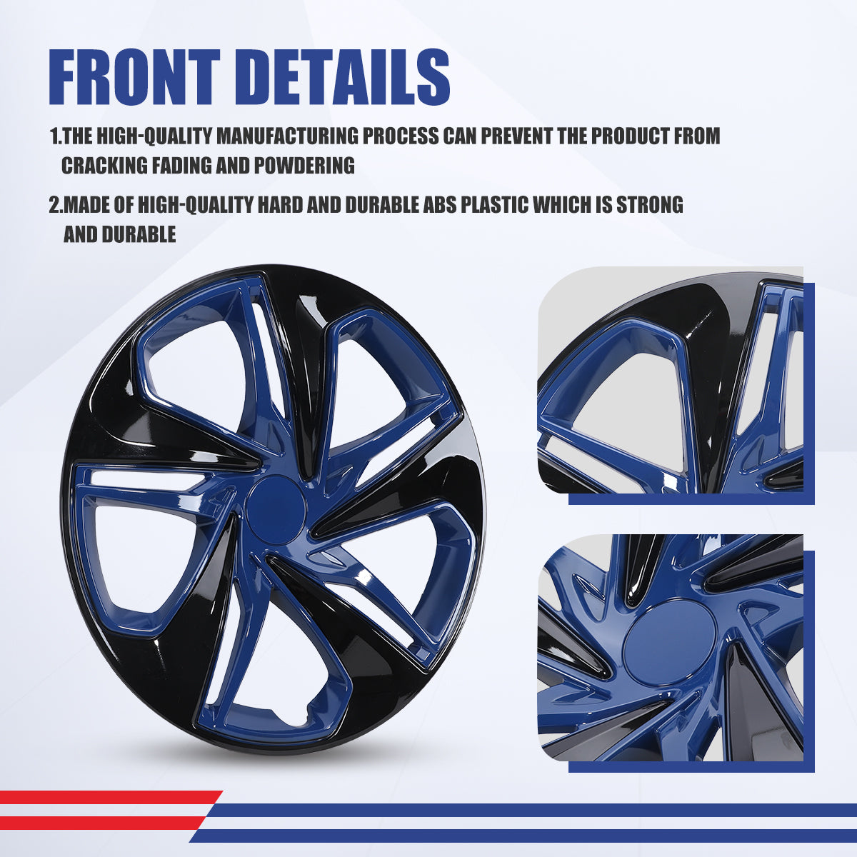 WINJET 16' Hubcaps Wheel Rims Cover for 2016-2026 Honda Civic SEDAN - Black Lacquer & Blue Lacquer