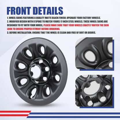 WINJET 17' Hubcaps Wheel Rims Cover for 2005-2014 Chevy Silverado/Express Van/Suburban/Tahoe, 2005-2013 GMC Sierra & 2007-2013 Avalanche - Matte Black