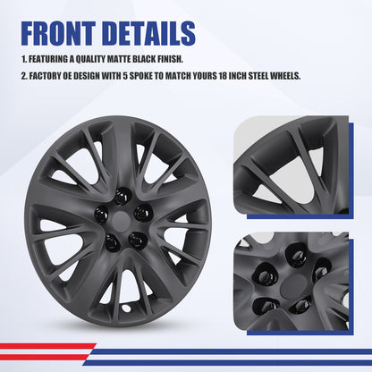 WINJET 18' Hubcaps Wheel Rims Cover for 2014-2020 CHEVY IMPALA - Matte Black