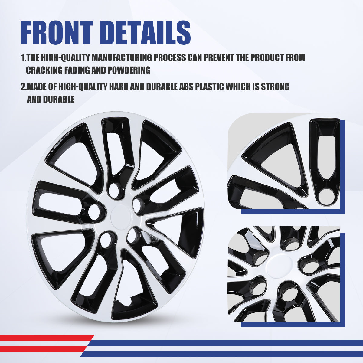 WINJET 16' Hubcaps Wheel Rims Cover for 2013-2018 Nissan Altima Sedan  - Black & White Lacquer