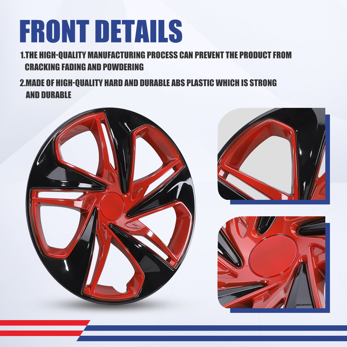 WINJET 16' Hubcaps Wheel Rims Cover for 2016-2026 Honda Civic SEDAN - Black Lacquer & Red Lacquer