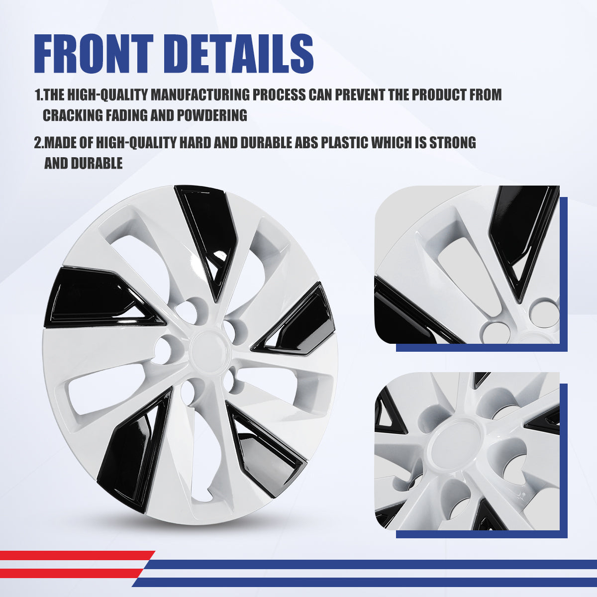 WINJET 16' Hubcaps Wheel Rims Cover for 2019-2025 Nissan Altima - White Lacquer & Black Lacquer