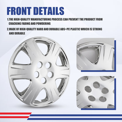 WINJET 15' Hubcaps Wheel Rims Cover for 2005-2008 TOYOTA COROLLA - Chrome