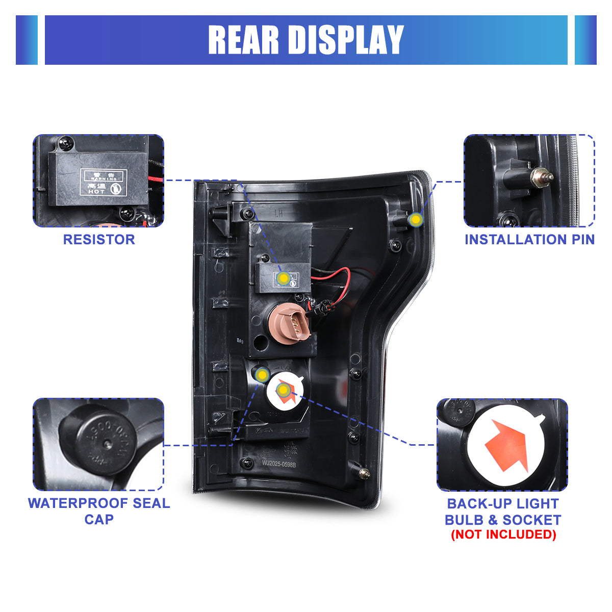 For 2015-2017 Ford F-150 with Factory Halogen Upgrade to LED Sequential Taillight - Glossy Black / Clear