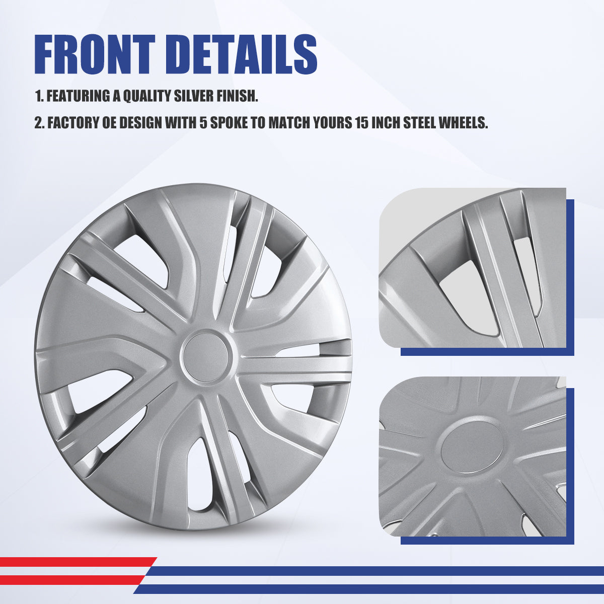 WINJET 14' Hubcaps Wheel Rims Cover for 2014-2025 Mitsubishi Mirage  - Sliver