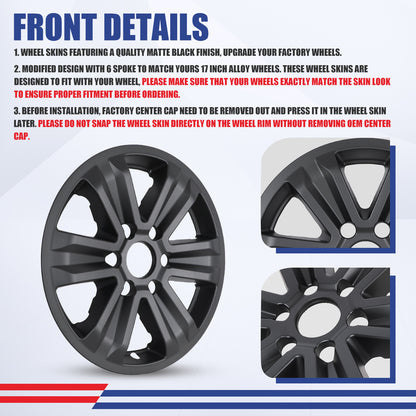 WINJET 17' Hubcaps Wheel Rims Cover for 2015-2020 Ford F-150 - Matte Black