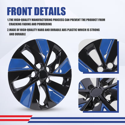 WINJET 16' Hubcaps Wheel Rims Cover for 2019-2025 Nissan Altima - Black Lacquer & Blue Lacquer