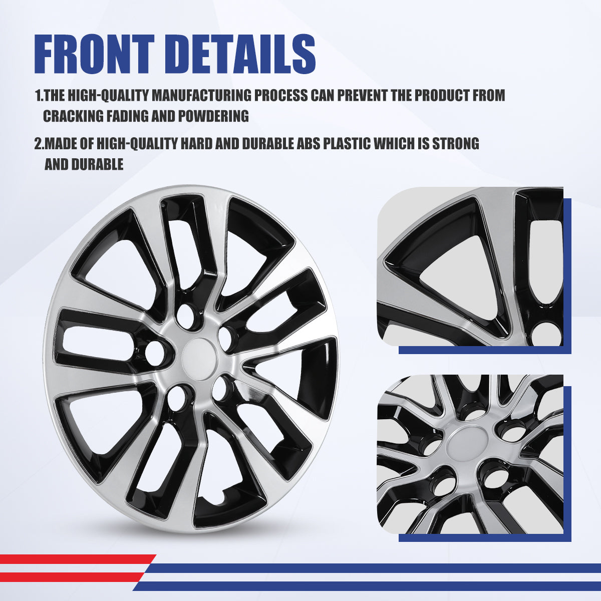 WINJET 16' Hubcaps Wheel Rims Cover for 2013-2018 Nissan Altima Sedan  - Sliver & Black Lacquer