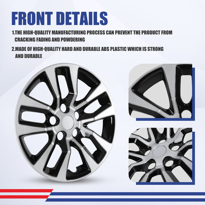 WINJET 16' Hubcaps Wheel Rims Cover for 2013-2018 Nissan Altima Sedan  - Sliver & Black Lacquer