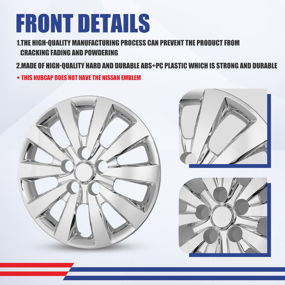 WINJET 16' Hubcaps Wheel Rims Cover for 2013-2019 NISSAN SENTRA & 2011-2017 NISSAN LEAF  - Chrom