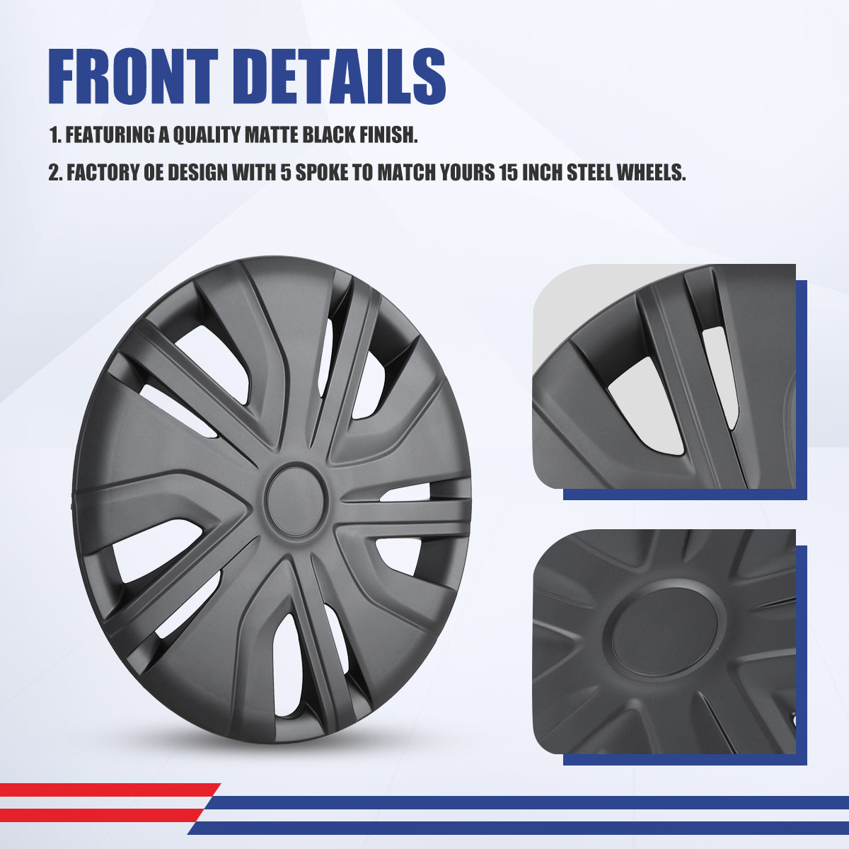 WINJET 14' Hubcaps Wheel Rims Cover for 2014-2025 Mitsubishi Mirage - Matte Black