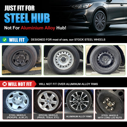 WINJET 17 inch Hubcaps Wheel Covers 5250 - Matte Black