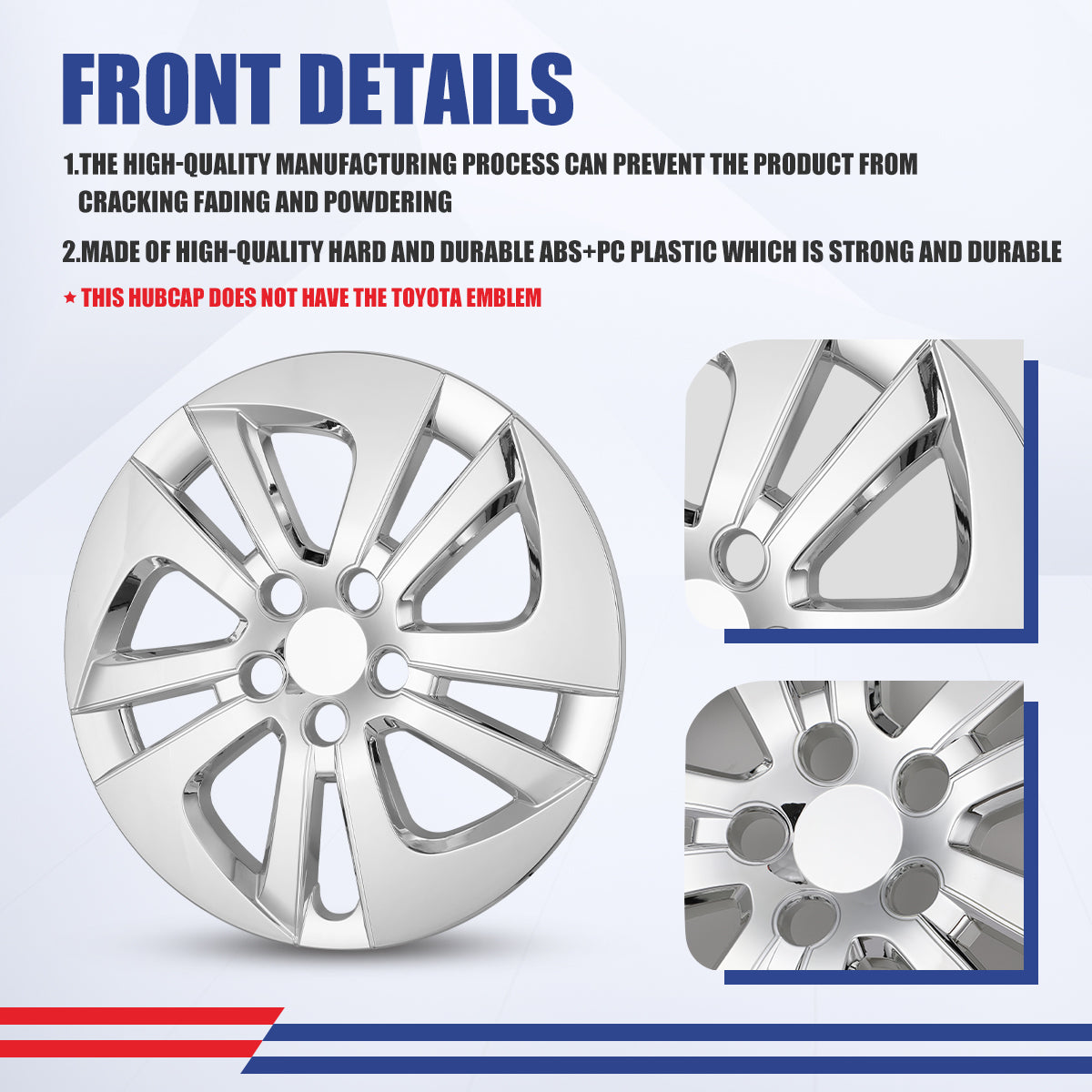 WINJET 15' Hubcaps Wheel Rims Cover for 2016-2022 TOYOTA PRIUS & 2020-2024 TOYOTA COROLLA HYBRID  - Chrom