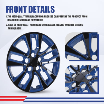 WINJET 16' Hubcaps Wheel Rims Cover for 2013-2018 Nissan Altima Sedan  - Black & Blue Lacquer