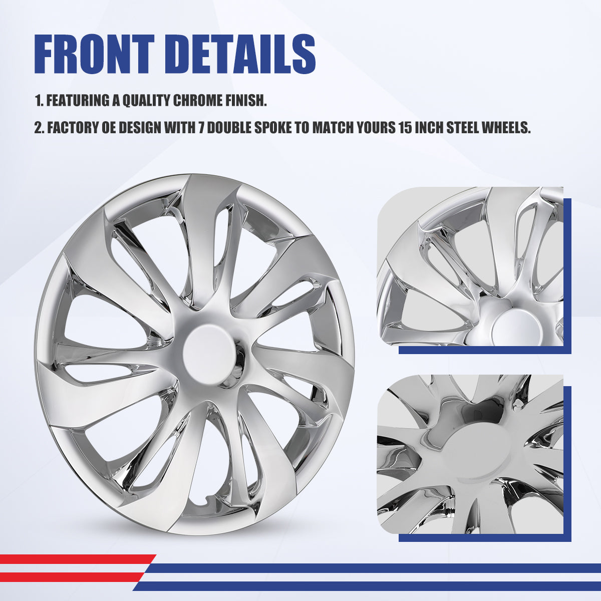 WINJET 15' Hubcaps Wheel Rims Cover for 2019-2020 Toyota Yaris Sedan/iA Sedan - Chrome