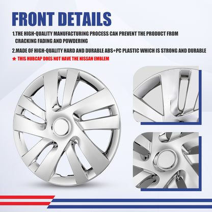 WINJET 15' Hubcaps Wheel Rims Cover for 2013-2021 NISSAN NV200 - Chrome