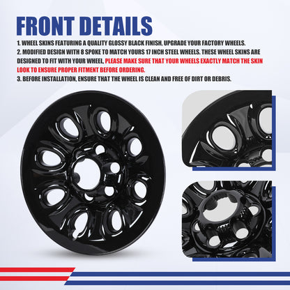 WINJET 17' Hubcaps Wheel Rims Cover for 2005-2014 Chevy Silverado/Express Van/Suburban/Tahoe, 2005-2013 GMC Sierra & 2007-2013 Avalanche - Black Lacquer