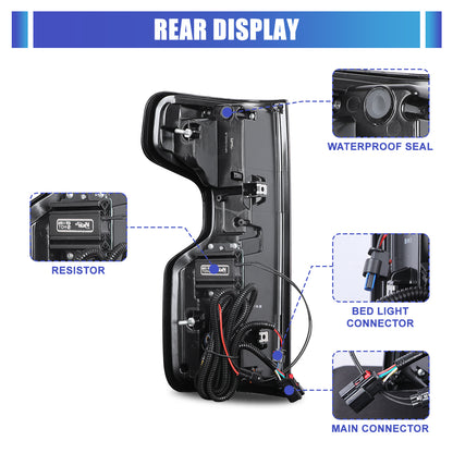 For 2019-2025 Chevy Silverado 1500 2500 HD/3500 HD LED Taillight - Glossy Black / Clear