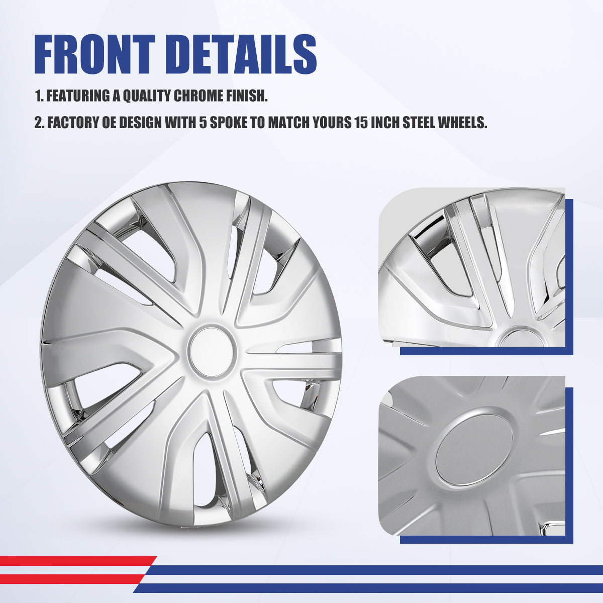 WINJET 14' Hubcaps Wheel Rims Cover for 2014-2025 Mitsubishi Mirage - Chrome