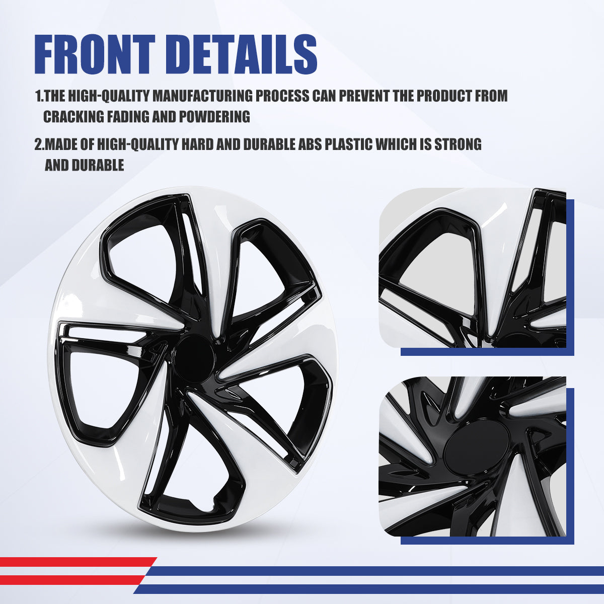 WINJET 16' Hubcaps for 2016-2025 Honda Civic SEDAN - White & Black