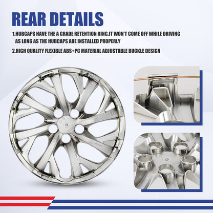 WINJET 16' Hubcaps Wheel Rims Cover for 2009-2026 TOYOTA COROLLA/2009-2014 TOYOTA MATRIX - Chrome