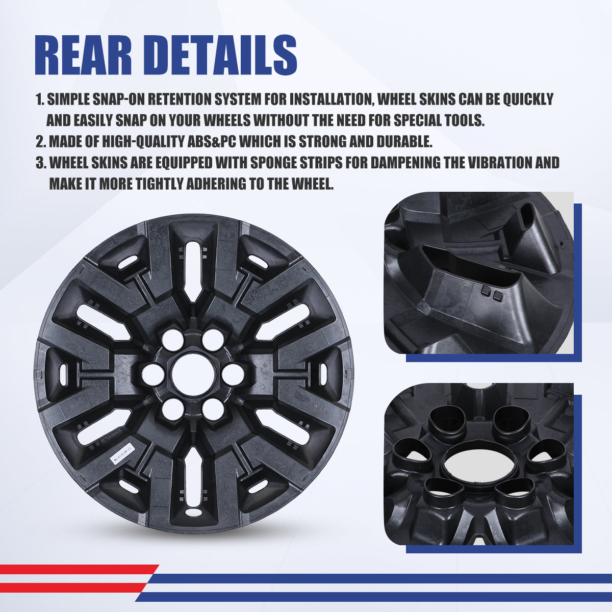 WINJET 17' Alloy Wheel Skin for 2022-2025 Nissan Frontier - Silver & Black