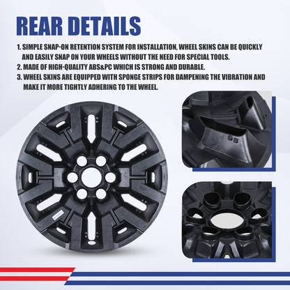 WINJET 17' Alloy Wheel Skin for 2022-2025 Nissan Frontier - Silver & Black
