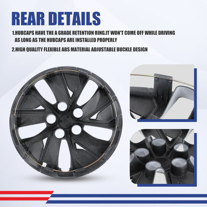 WINJET 16' Hubcaps Wheel Rims Cover for 2019-2025 Nissan Altima - White Lacquer & Black Lacquer