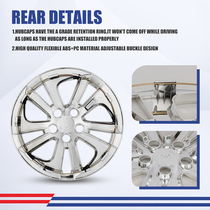 WINJET 15' Hubcaps Wheel Rims Cover for 2016-2022 TOYOTA PRIUS & 2020-2024 TOYOTA COROLLA HYBRID  - Chrom