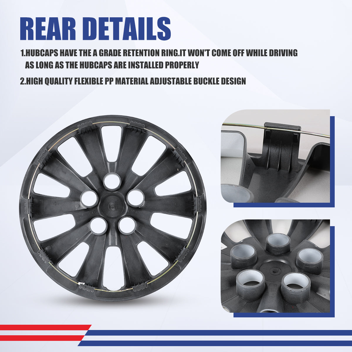 WINJET 16' Hubcaps Wheel Rims Cover for 2013-2019 NISSAN SENTRA & 2011-2017 NISSAN LEAF  - Black & White Lacquer