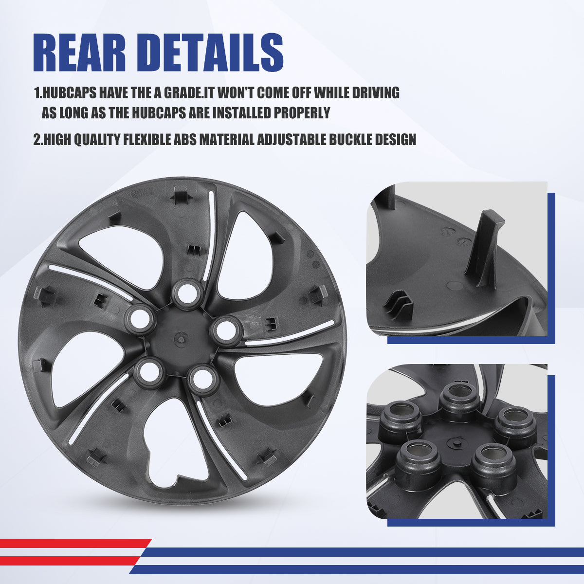 WINJET 15' Hubcaps Wheel Rims Cover for 2013-2015 Honda Civic - Silver & Black Lacquer