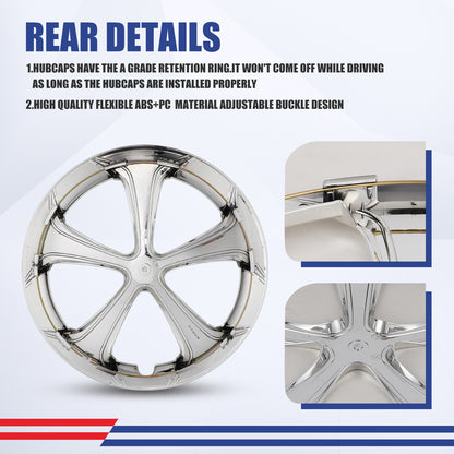 WINJET 15' Hubcaps Wheel Rims Cover for 2010-15 TOYOTA PRIUS - Chrome