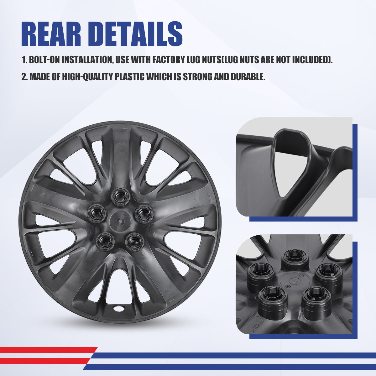 WINJET 18' Hubcaps Wheel Rims Cover for 2014-2020 CHEVY IMPALA - Matte Black