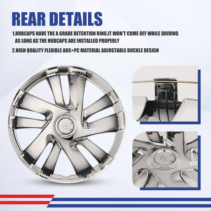 WINJET 15' Hubcaps Wheel Rims Cover for 2013-2021 NISSAN NV200 - Chrome