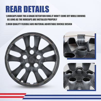 WINJET 16' Hubcaps Wheel Rims Cover for 2013-2018 Nissan Altima Sedan  - Black & White Lacquer