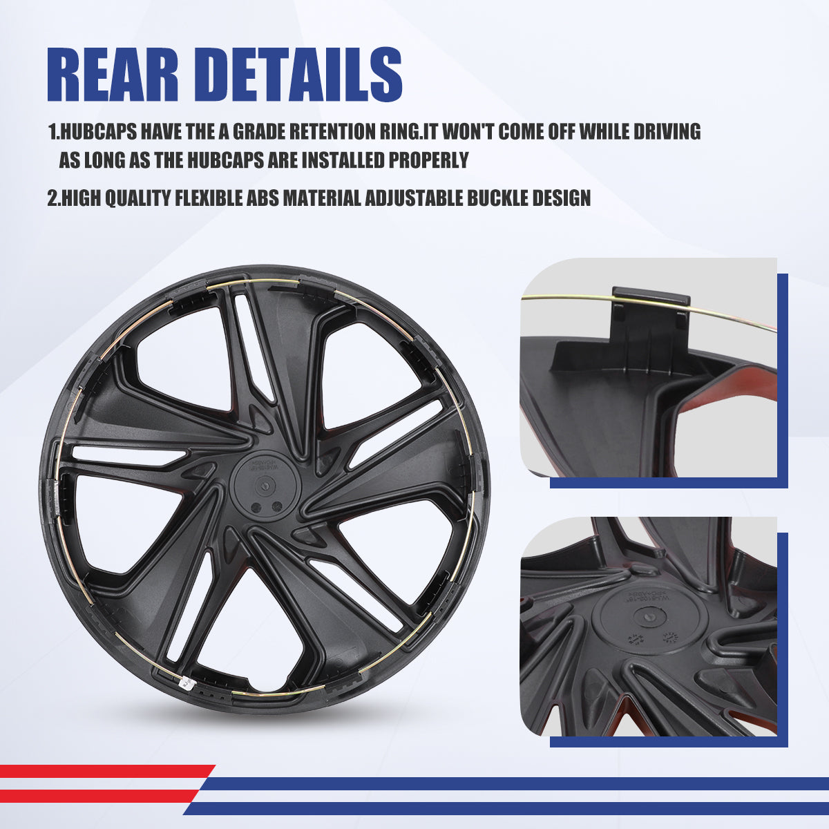 WINJET 16' Hubcaps Wheel Rims Cover for 2016-2026 Honda Civic SEDAN - Black Lacquer & Red Lacquer