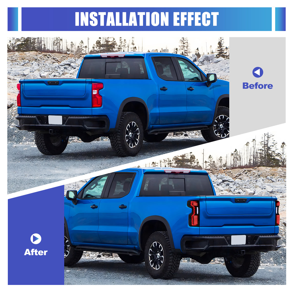 For 2019-2025 Chevy Silverado 1500 2500 HD/3500 HD LED Taillight - Black / Smoke