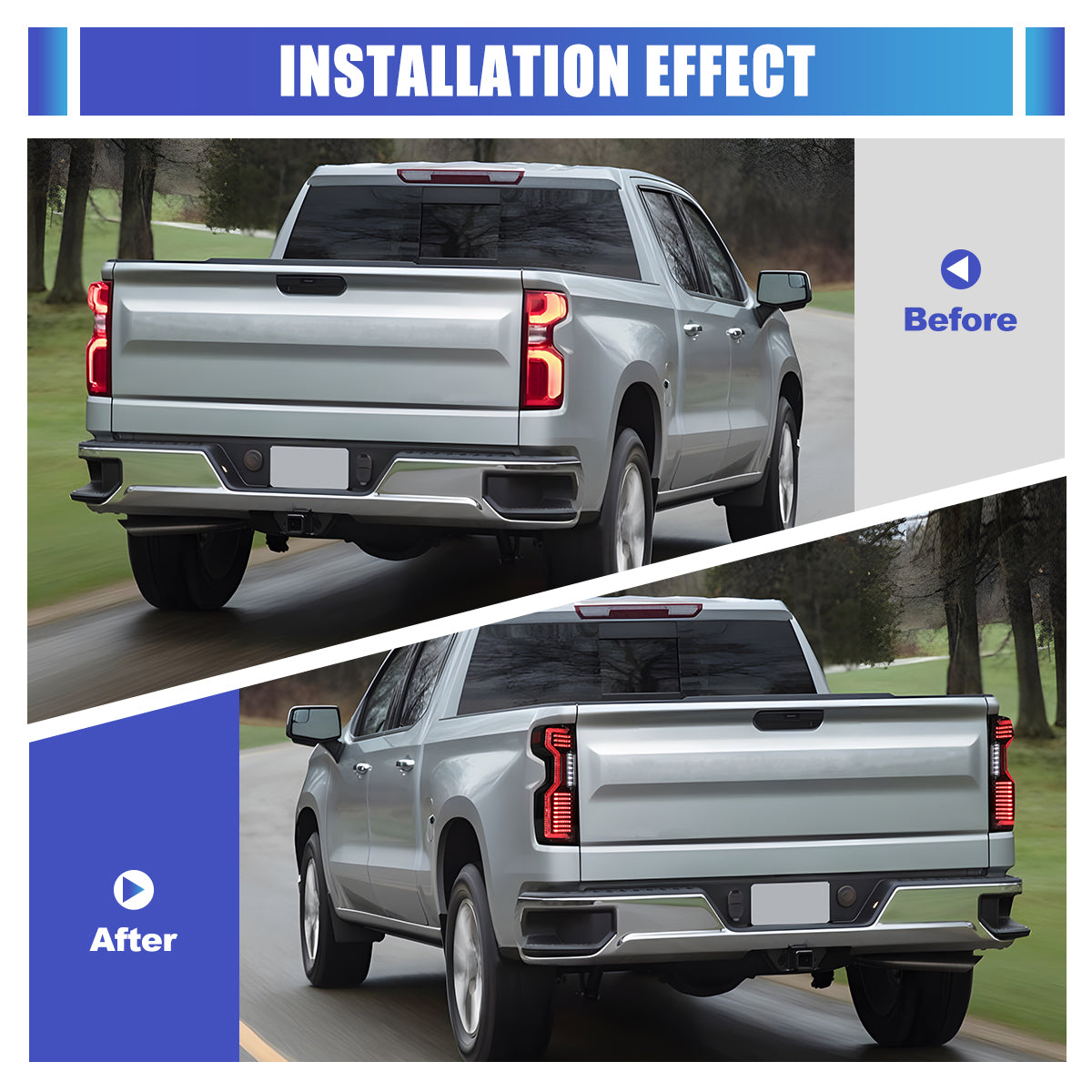 For 2019-2025 Chevy Silverado 1500 2500HD 3500HD LED Sequential Taillights - Glossy Black/ Clear