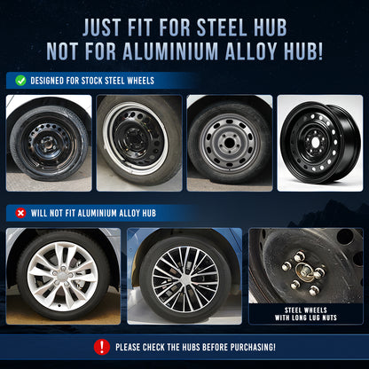 WINJET 15" Universal Wheel Covers Hubcaps - Black-Cloud Flow