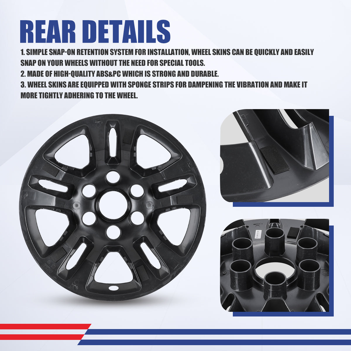 WINJET 18' Hubcaps Wheel Rims Cover for 2014-2019 Chevy Silverado 1500/2015-2020 Chevy Suburban Tahoe - Matte Black